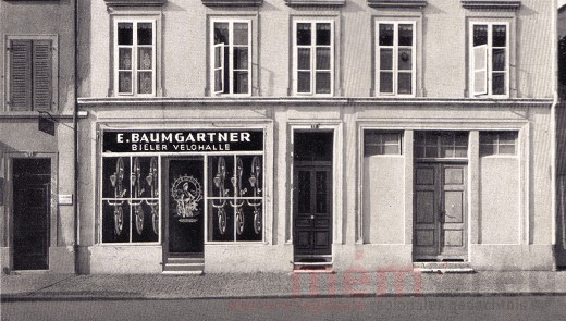 Le premier magasin d'Emil Baumgartner à la rue Dufour 19 à Bienne, vers 1908