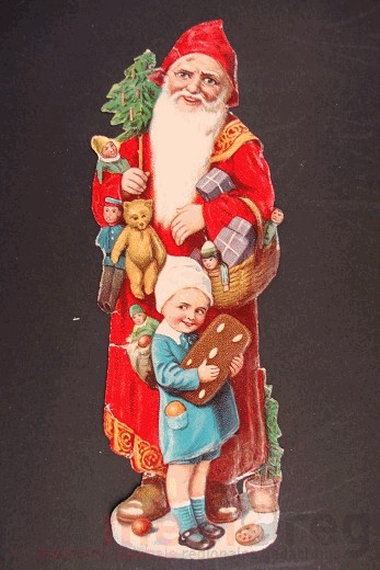 Le père Noël, une ancienne chromolithographie de pain d'épices